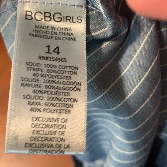 BCBGMAXAZRIA girls Asymmetric-tier denim dress + headband(sold separately) - Picture 6 of 7